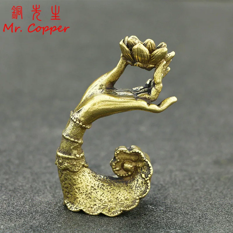 Антикварный держатель для благовоний с подставкой в виде лотоса латунная