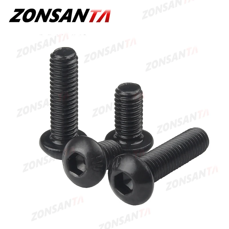 Фото Винты ZONSANTA M2 M2.5 M3 M4 M5 M6 Grade 10,9, круглые винты из углеродистой стали, черные винты с шестигранной головкой, механический винт с шестигранной го... №3