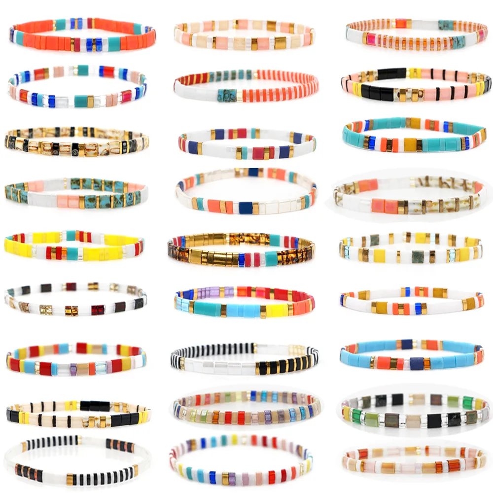 

KSRA New Bohemia Tila Miyuki Bracelet For Women Trendy Rainbow Handmade Tile Seed Bead Bracelets Female BOHO Jewelry Friendship