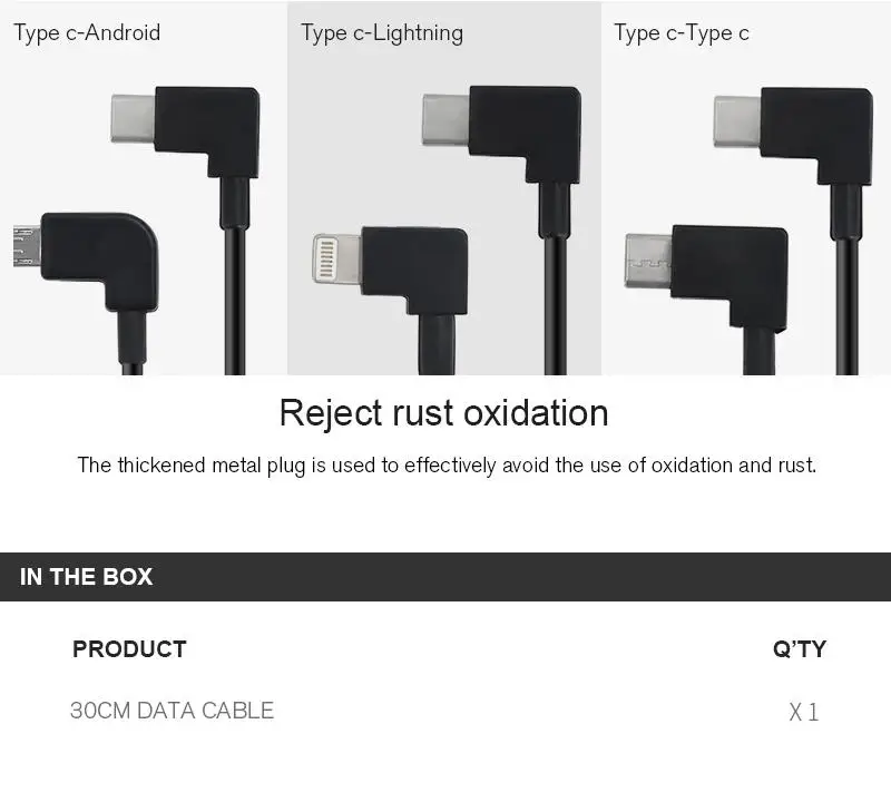 

30cm Data Cable for DJI Mavic Air 2 Cable IOS type-C Micro-USB Adapter Wire Connector for Tablet Phone for mavic air2 Drone