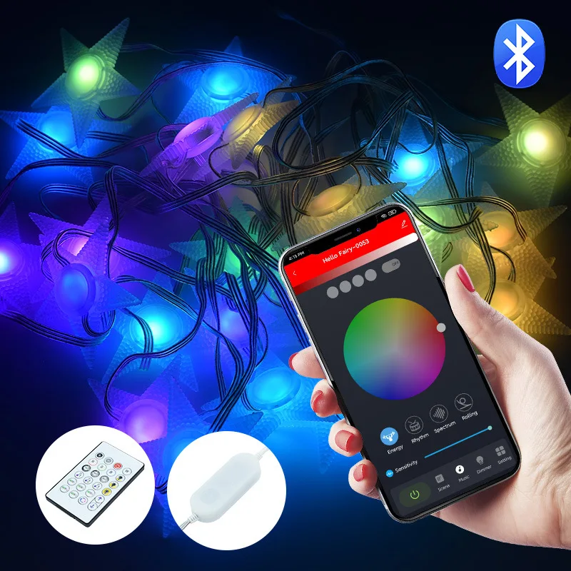 

USB LED Christmas Star Fairy Lights Outdoor Smart Garland Bluetooth APP Remote Control RGB Festoon Light New Year Decor 2022