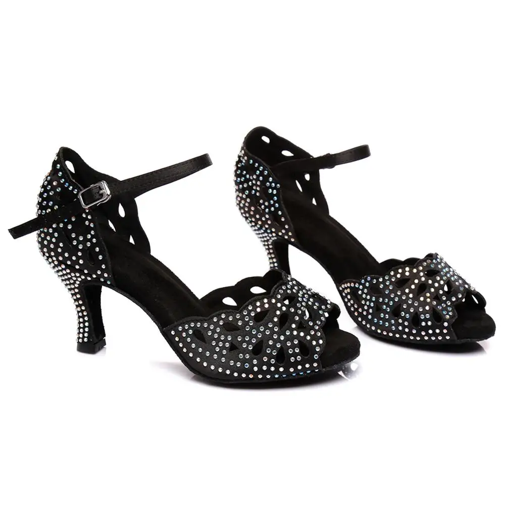 HROYL латино американских танцев танцевальная обувь для девушек и женщин С Стразы