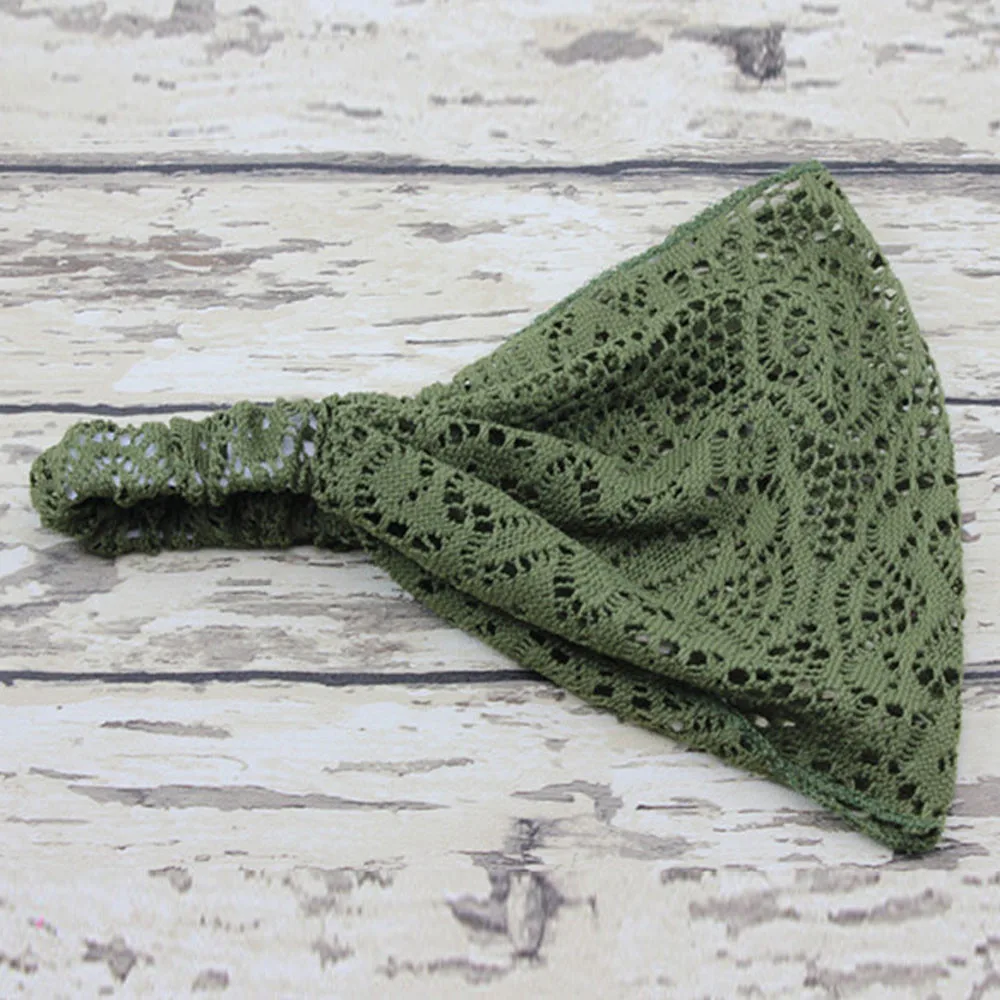 2020 New Girl Hair Accessories Fashion Solid Color Elastic Stretchy Wide Head Band Lace Turban Bandanas For Women Lady |