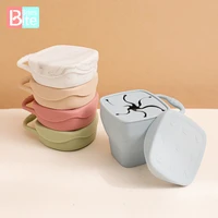 baby feeding cup 1pc silicone foldable color snack cup baby food storage box portable leakproof cup with handle and lid