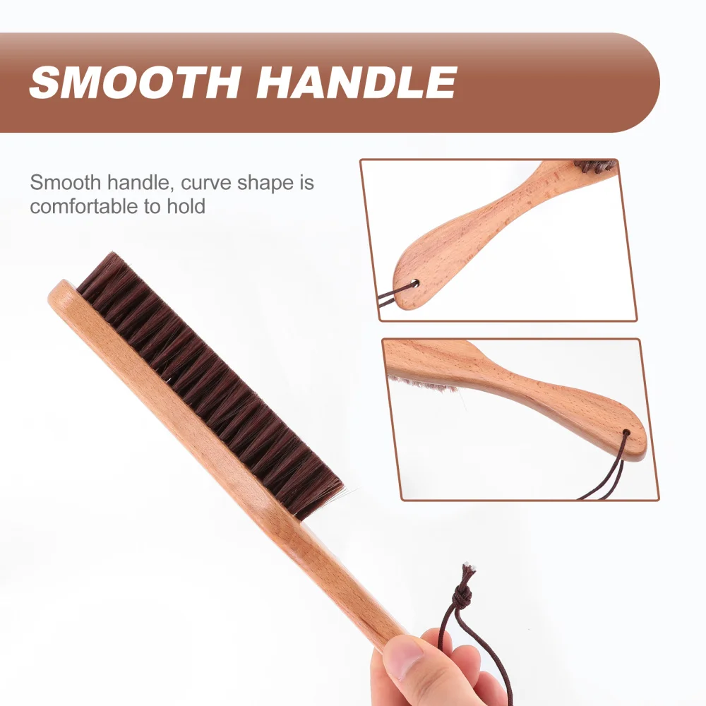 

1Pc Wood Handle Beard Brush Soft Mustache Brush Professional Barber Brush Brown