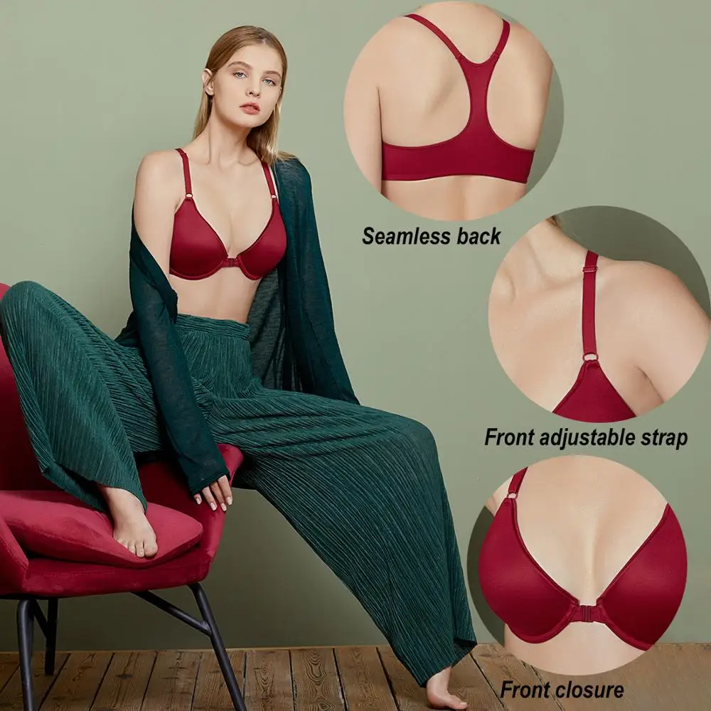 Комфортный женский бюстгальтер футболка на косточках с застежкой