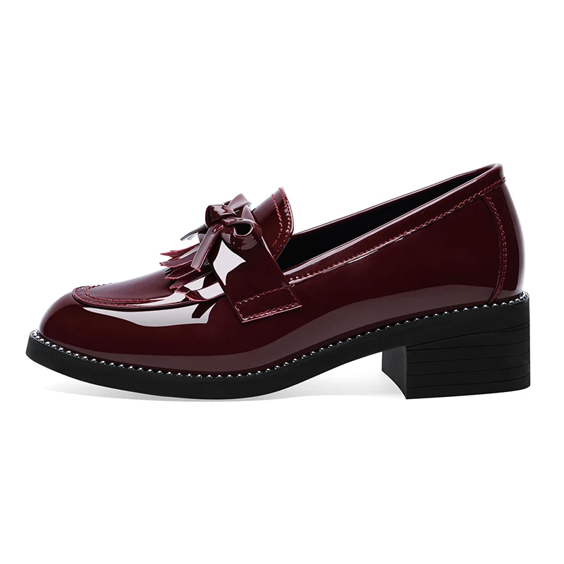 

Round Toe Square Heel Single Shoes Shallow Mouth Solid Color Shoes Women Waterproof Platform Women Shoes