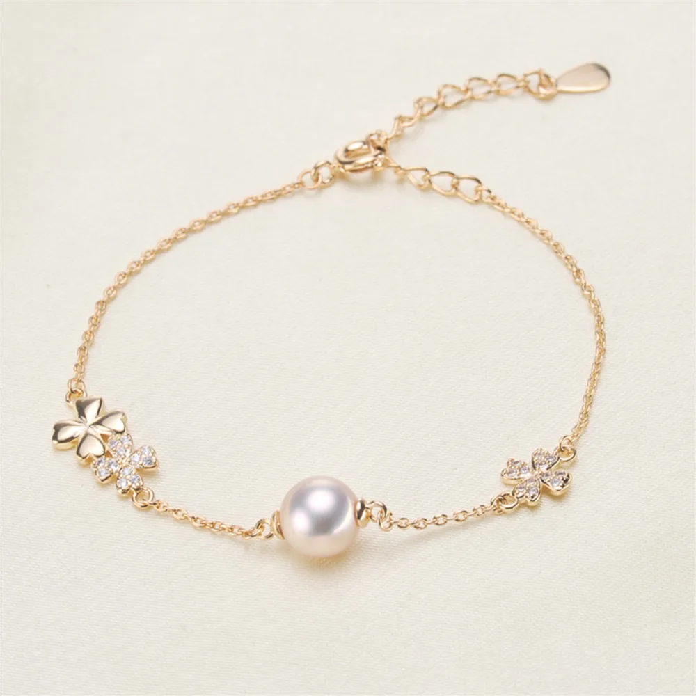 

DIY pearl accessories 925 silver pearl jade bracelet empty hold fashion bracelet holder