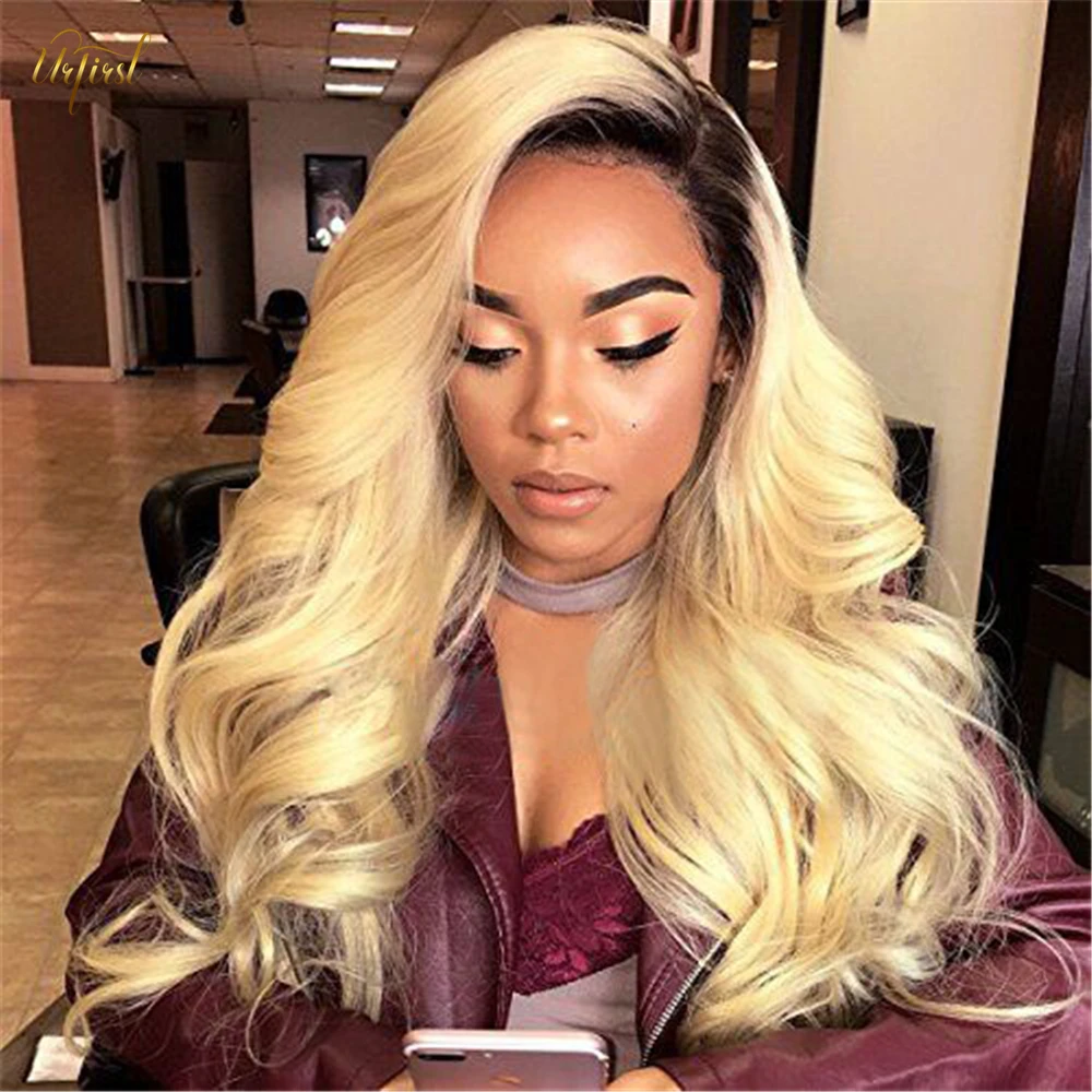 T1B/613 Straight Wig Brazilian Lace Front Human Hair Wigs Honey Blonde Wig For Black Women 613 Lace Frontal Wig Ombre Wig Remy