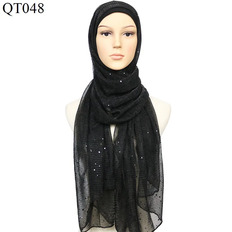 Серебряных Блесток головной платок женский слайд шелковые Арабский