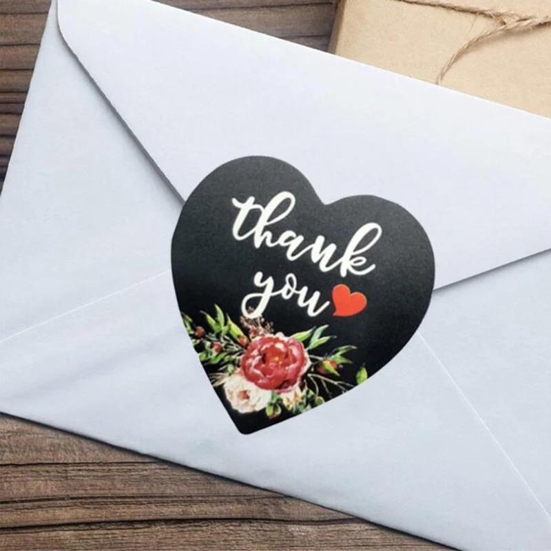 

Heart Thank You Stickers Wedding Festival Party Favors 500Pcs/roll Paper Envelope Package Seal Label Stickers