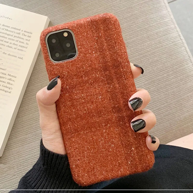 Fashion Vintage Warm Plush Fabrics Phone Case for Iphone 11 11pro 11promax X Xs Xsmax Xr 6 7 8 Plus Soft Silicon Back Cover Capa | Мобильные