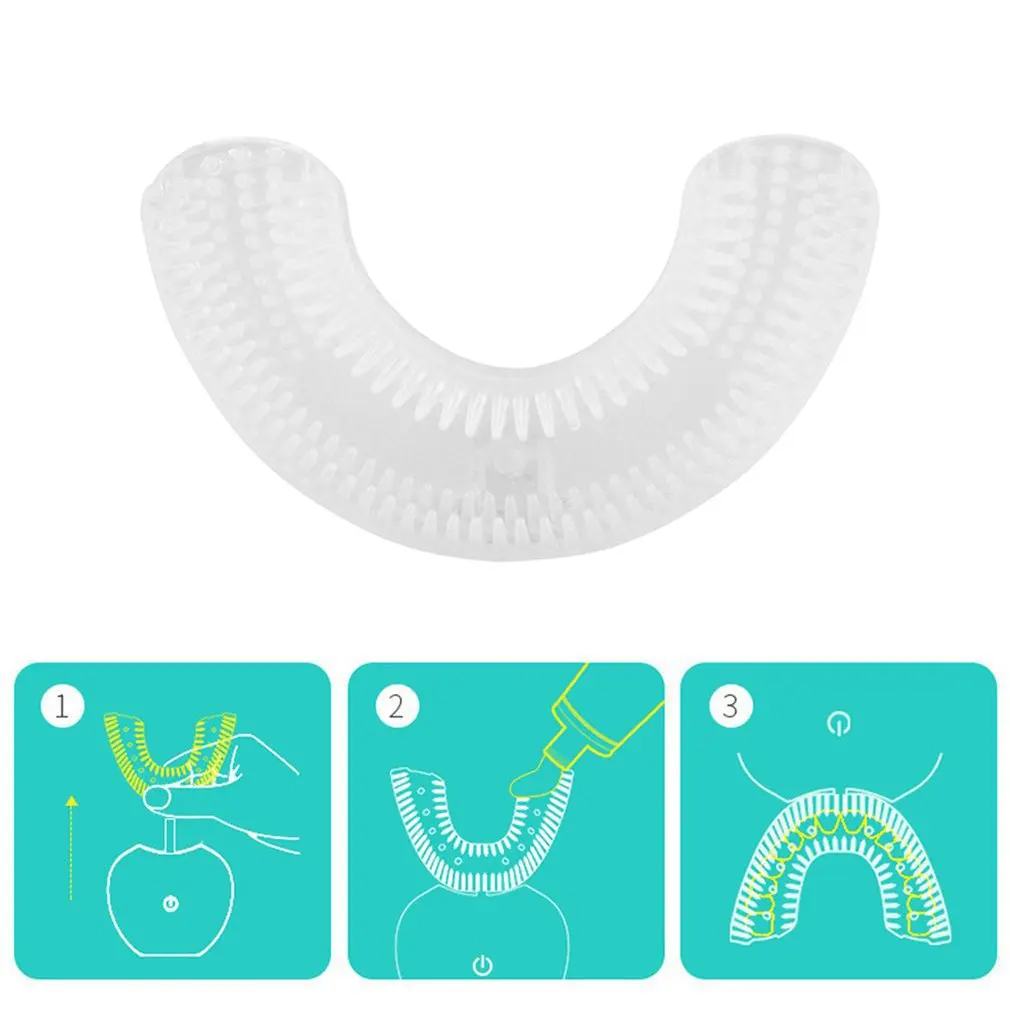 Waterproof Design U Shape Children Kids Silicone 360 Degree Sonic Automatic Electric Toothbrush Teeth Whitening | Бытовая техника