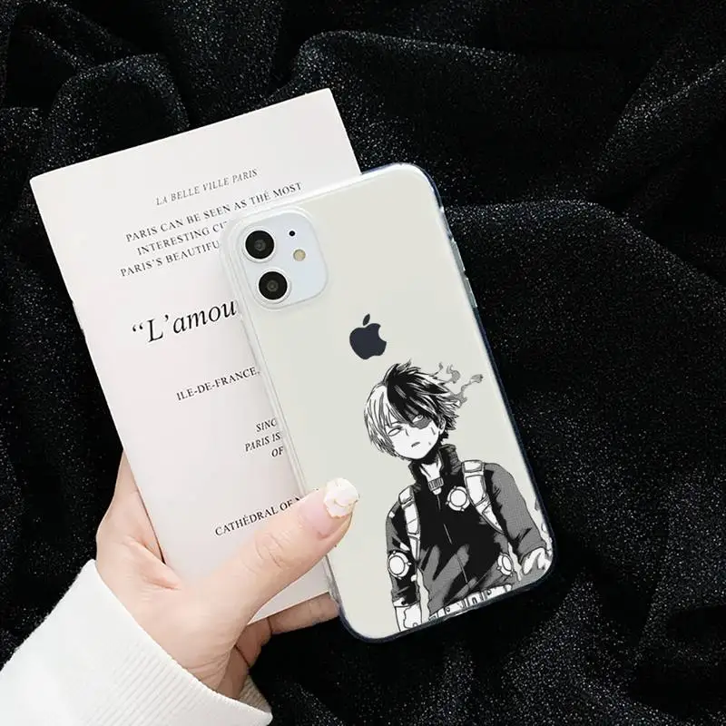 

Japan Anime My Hero Academia Phone Case Transparent for iPhone 6 7 8 11 12 s mini pro X XS XR MAX Plus cover funda shell