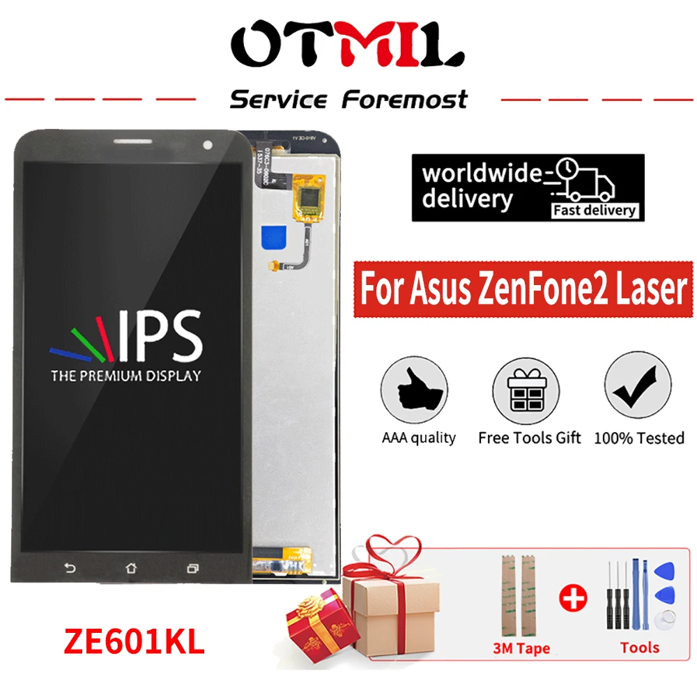 6 0 "Оригинальный ЖК-дисплей для Asus ZenFone2 Laser ZE601KL с сенсорным экраном рамкой