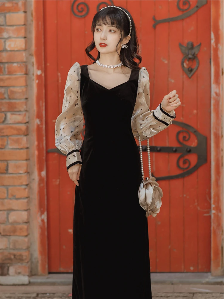 

2020 new fashion women's clothing Vintage Full dresses woman dress
