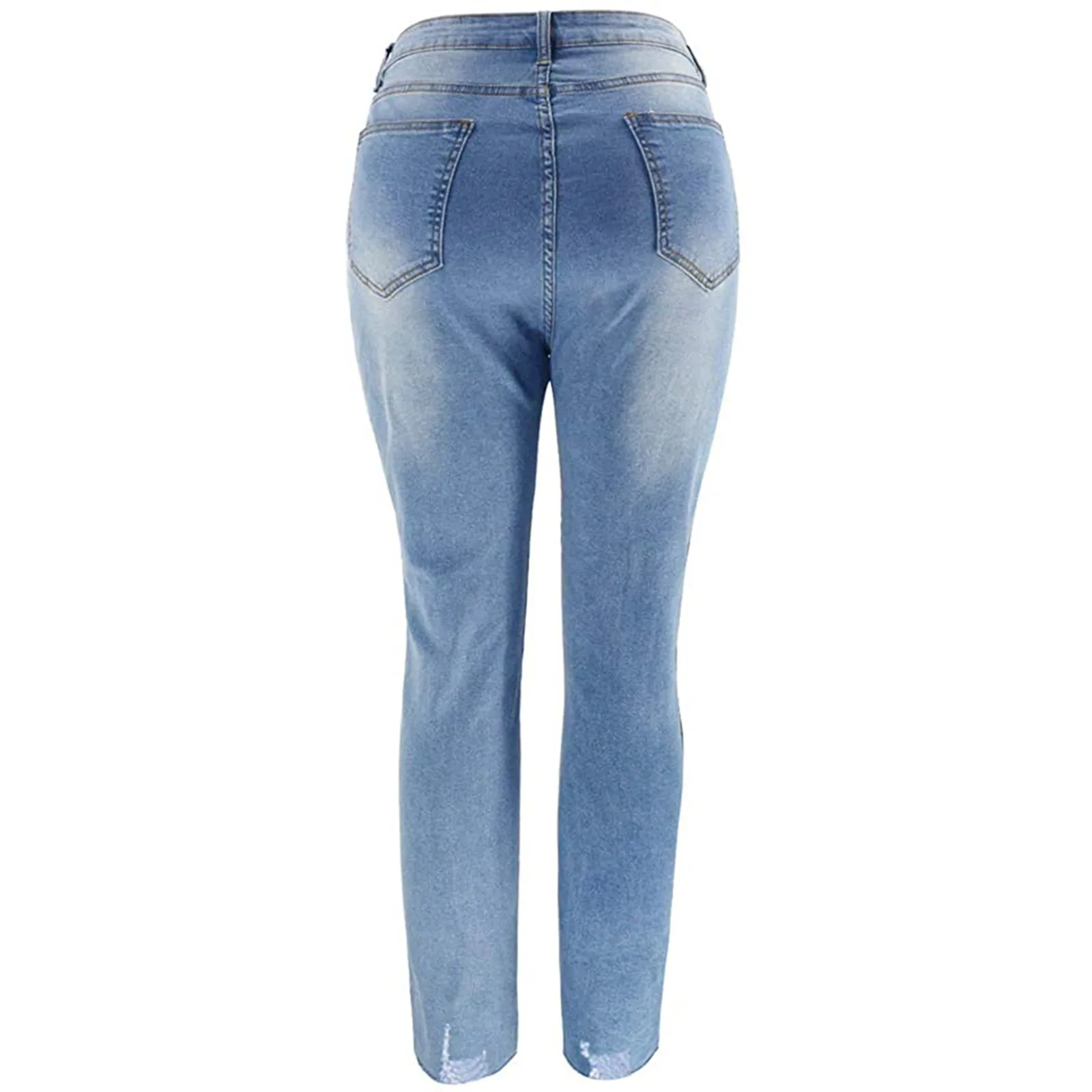 

Women's Oversized Stretch Vintage Pocket Zipper Sexy Pencil Jeans High Waist Skinny Slim Fashion Washed Denim Pencil Pant
