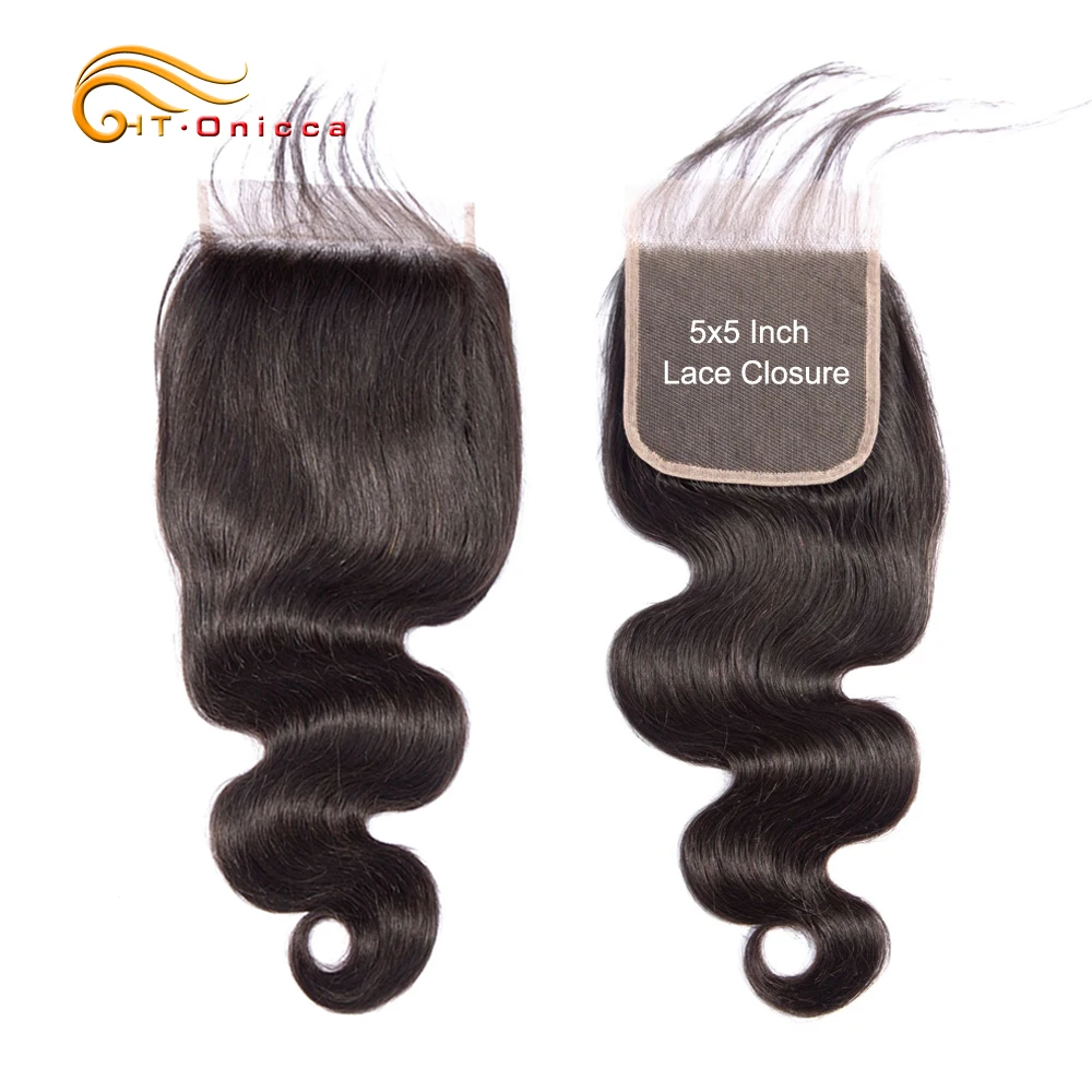 5x5 закрытие шнурка бразильское тело волна Закрытие швейцарское кружево