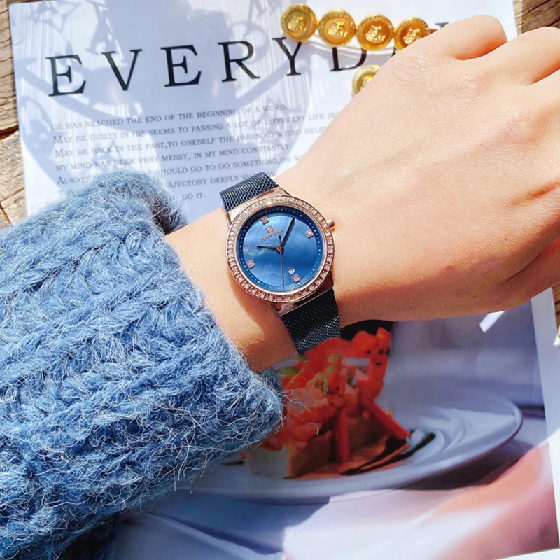 Часы наручные NAVIFORCE женские кварцевые роскошные модные брендовые простые из