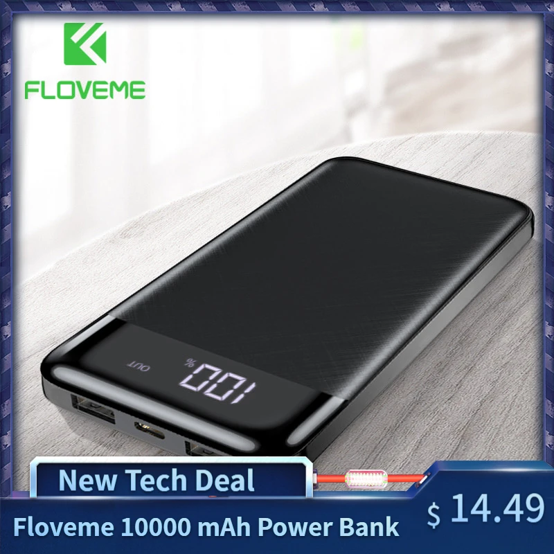 FLOVEME 10000 мАч портативное зарядное устройство быстрая зарядка тонкий внешний