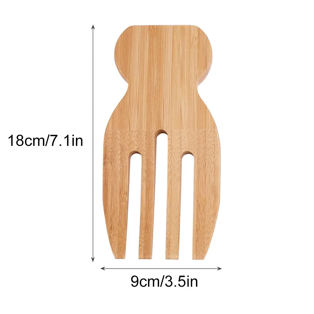 

2PCS Salad Fruit Western Food Hands Set Bamboo Mixing Claw Servers Eco-Friendly Non-slip Easytoclean Kitchen Utensils Wood