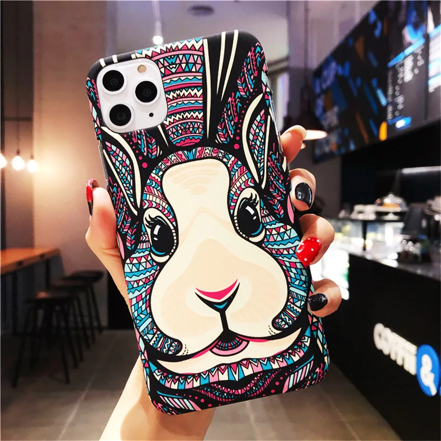 Rabbit Светящийся чехол с животными для iPhone 11 Pro Max XR XS Max 6 6S 7 8 Plus X Тигр Волк слон ночной светящийся силиконовый мягкий ТПУ чехол для телефона - Цвет: Rabbit