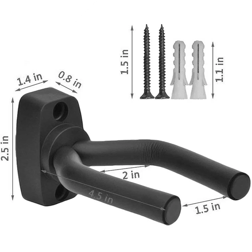 

4PCS Guitar Wall Mount Hook Wall Hanger Metal Foam Black Display Rack Stand with Screws for Music Retail Stores Bedrooms Bars
