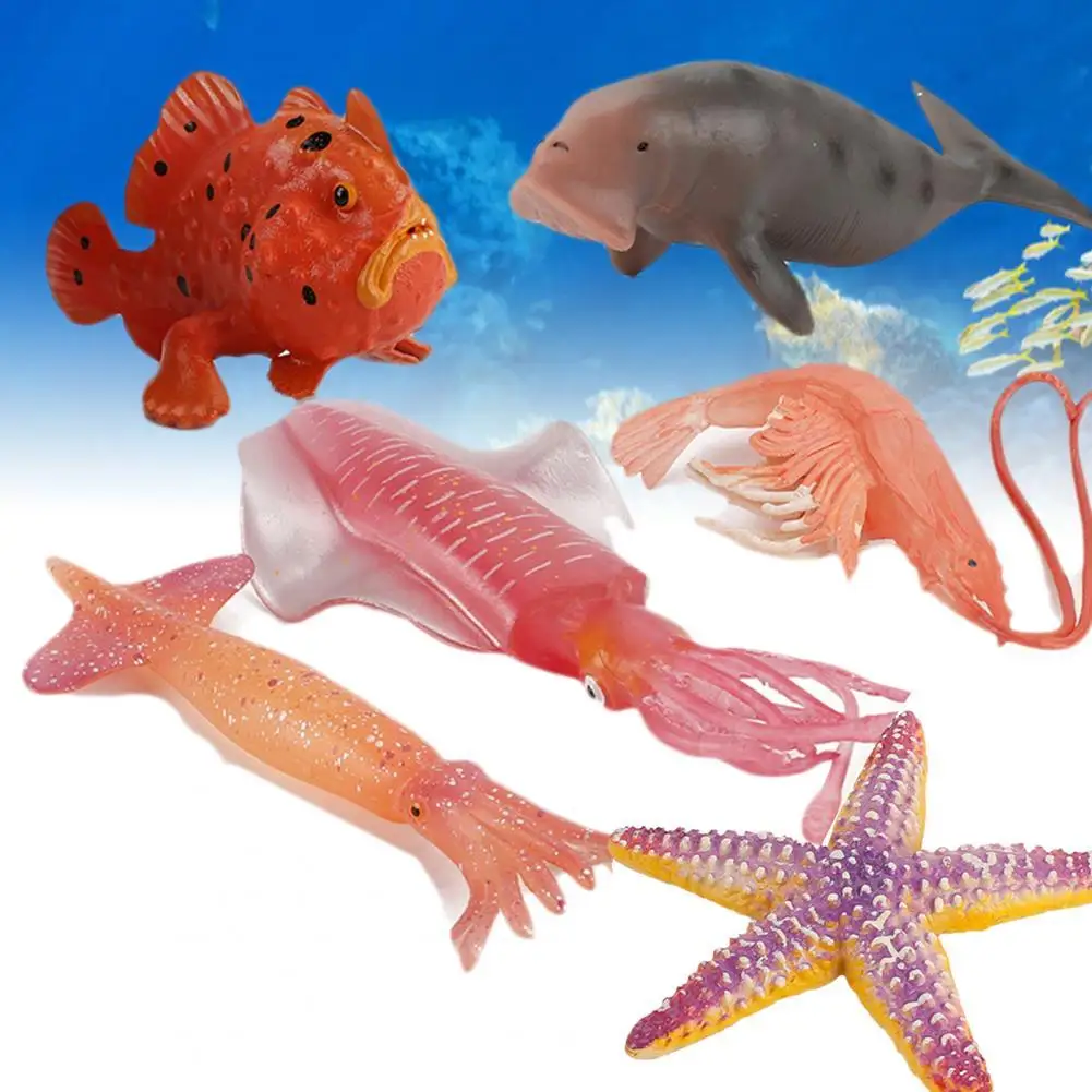 

Marine Life Ocean Sea Animals Grouper Shrimp Squid Starfish Simulation Model Home Decoration Tabletop Ornament