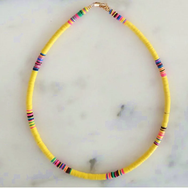 Богемский воротник vsco девушка lucite shell Чокеры Ожерелье bijoux femme переработанный диск Африканский виниловый бисер ожерелье для женщин HEISHI