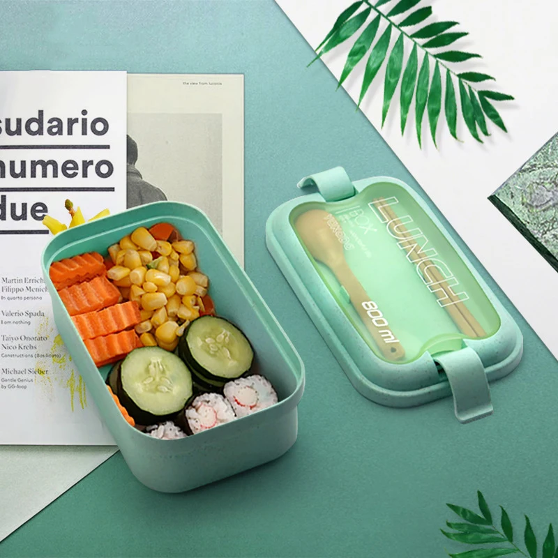 

Large Capacity Eco Friendly Wheat Straw Lunch Box Set Portable Bento Boxes with Tableware Outdoor Lunchbox Soup Box