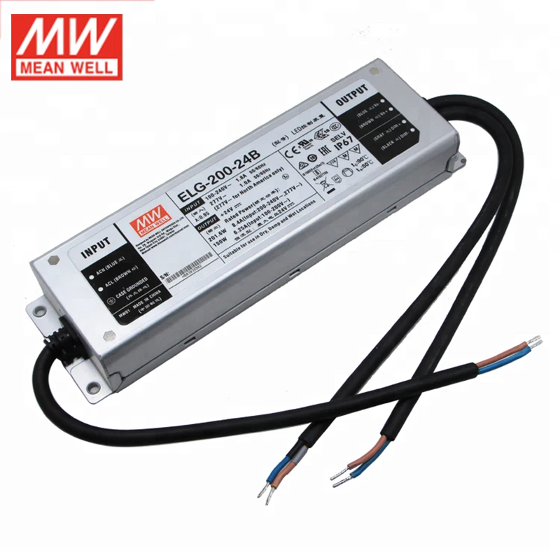 MEAN WELL ELG 200 24B 3Y Вт 8.4A 24 В Диммируемый Светодиодный источник питания 110 В/220