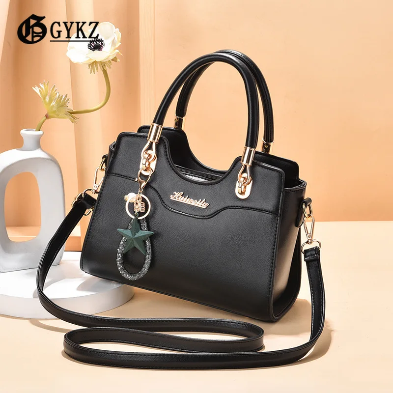 

Bags for Women 2021 PU Leather Designer Handbags High Quality Fashion Solid Shoulder Messenger Bag Crossbody Pendant Decorate