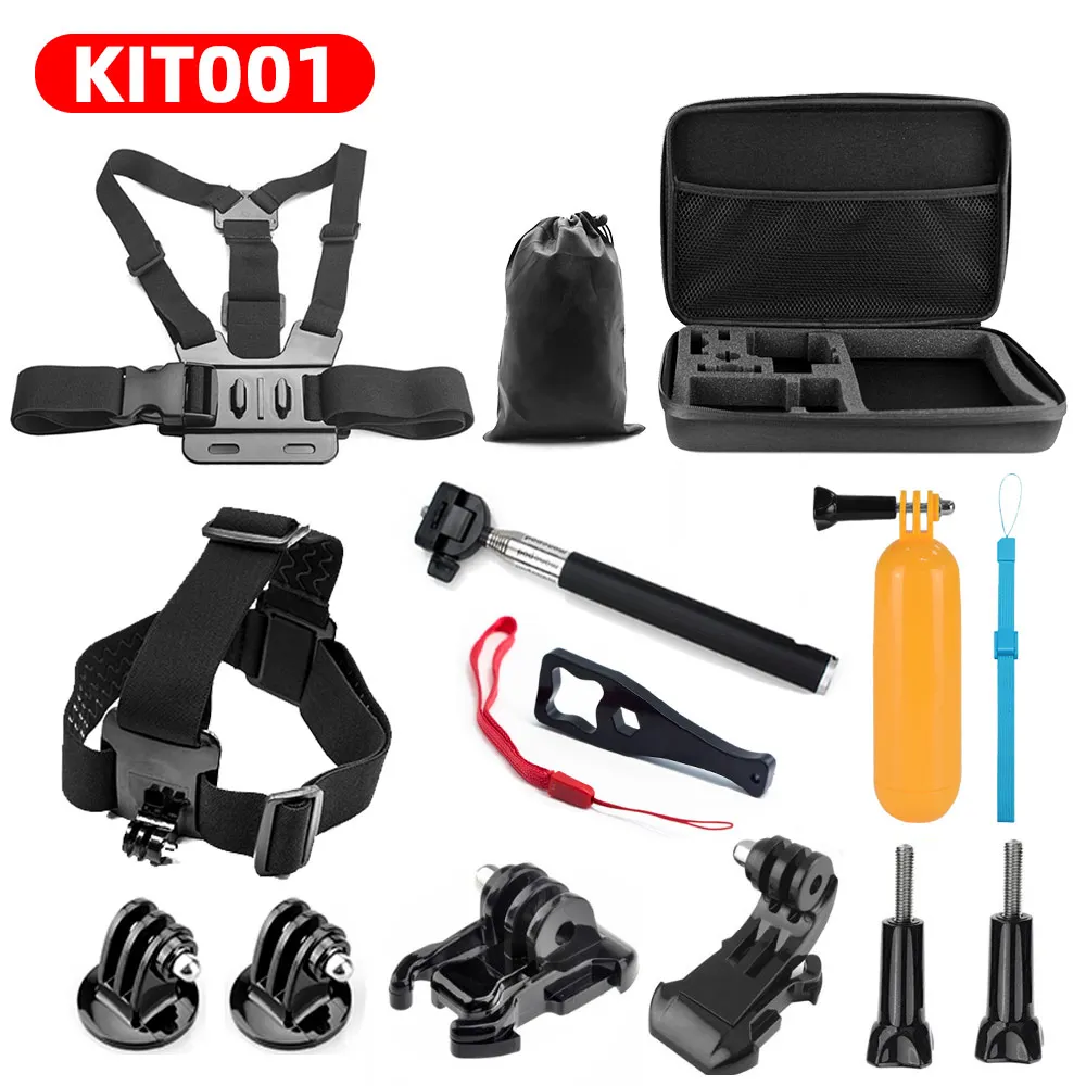 KIT001 Для GoPro hero 7 6 5 4 3+ экшн спортивные аксессуары для видеокамеры комплект селфи палка для SJCAM Xiaomi Yi 4k mijia Сумка Для Хранения Чехол - Цвет: KIT001