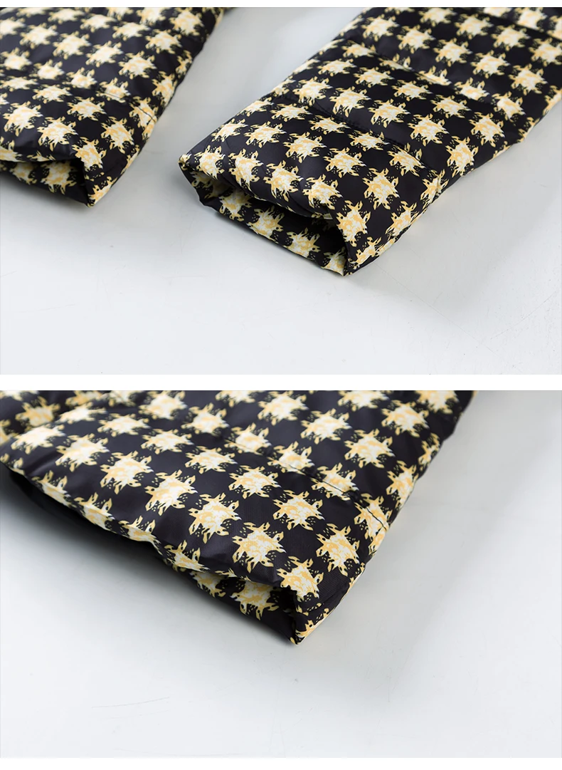 

Coat Parkas Fashion Yellow Plaid Down Jacket for Women Bowknot Collar Winter Wear