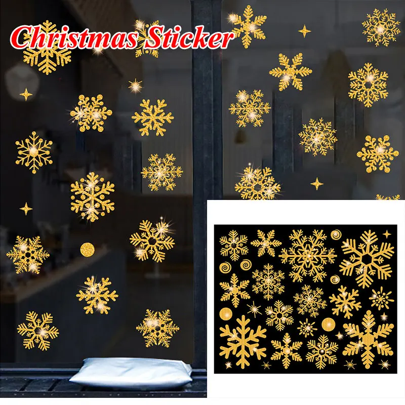 

Glitter Effect Snowflake Electrostatic Sticker Window Christmas Wall Stickers Kids Room Home Decoration New Year Wallpaper