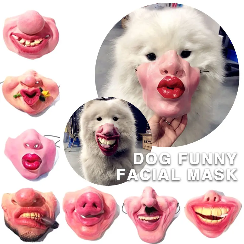Полумаска для собак "Забавные игрушки" Хэллоуин с маской 8 стилей, кодировка, латексный мордок, шутка, маскарад.