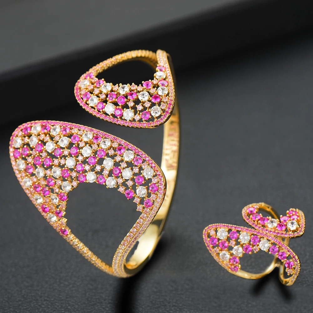 GODKI 2 шт. брендовый роскошный браслет набор колец для женщин свадебные кубический