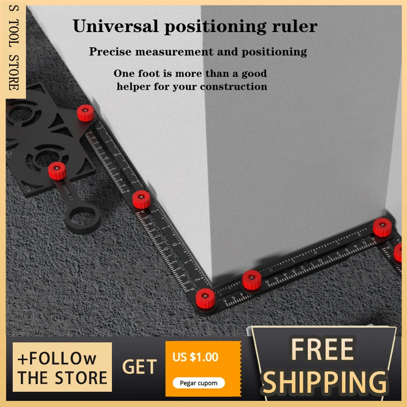 

Tile Hole Locator Adjustable Tool Masonry Glass Fixed Angle Measuring Ruler Universal Angular Template 6/9/12 Slides Ruler