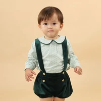 2021 children outwear baby boys spanish clothes set christmas outfits green velour shorts long sleeve cotton shirts boy clothing