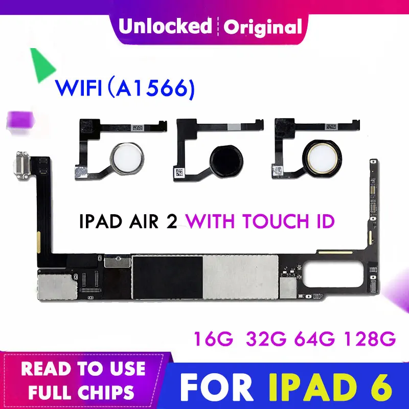 Материнская плата для IPad 6 Air 2 Touch ID логическая материнская A1566 WLAN версия