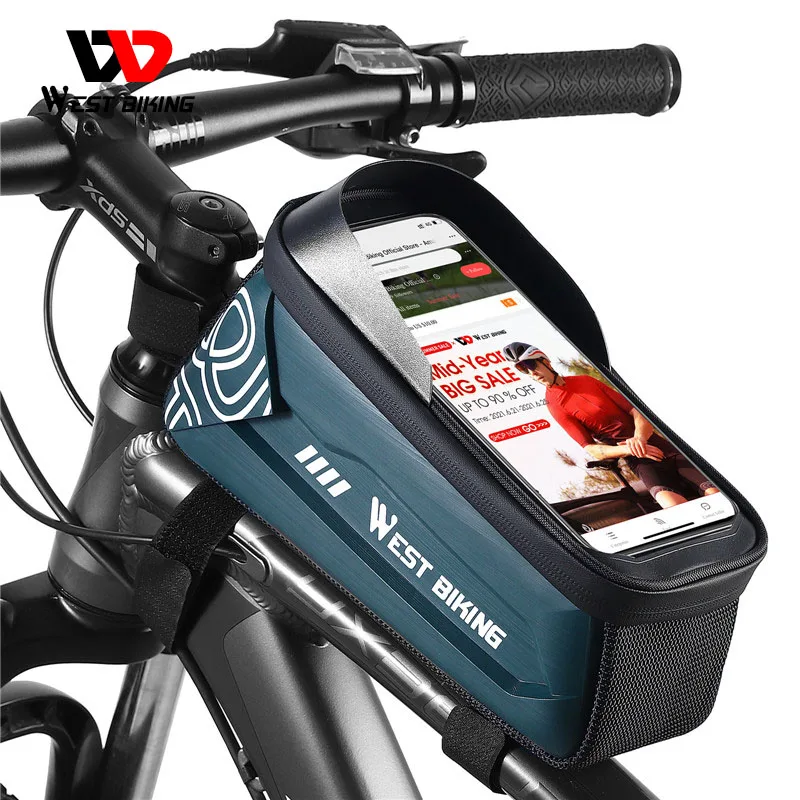 

WEST BIKING Bicycle Bag Waterproof Touch Screen MTB Bike Top Tube Handlebar Bags For 7.4 inch Phone Bags Bicycle Accessories