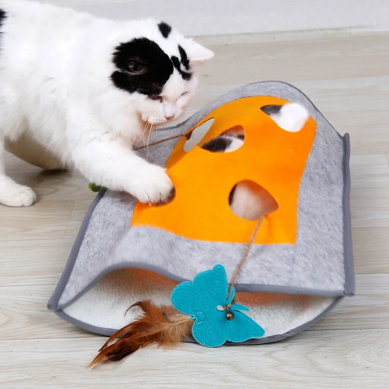 Спальный мешок для кошек туннель котенок царапина одеяло пищащие игрушки с