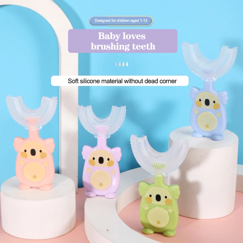 

Cartoon Koala Children's Toothbrush Soft Silicone Teether for Teeth Oral Cleaning Baby Care Items U-shape Child Toothbrush 2-12Y