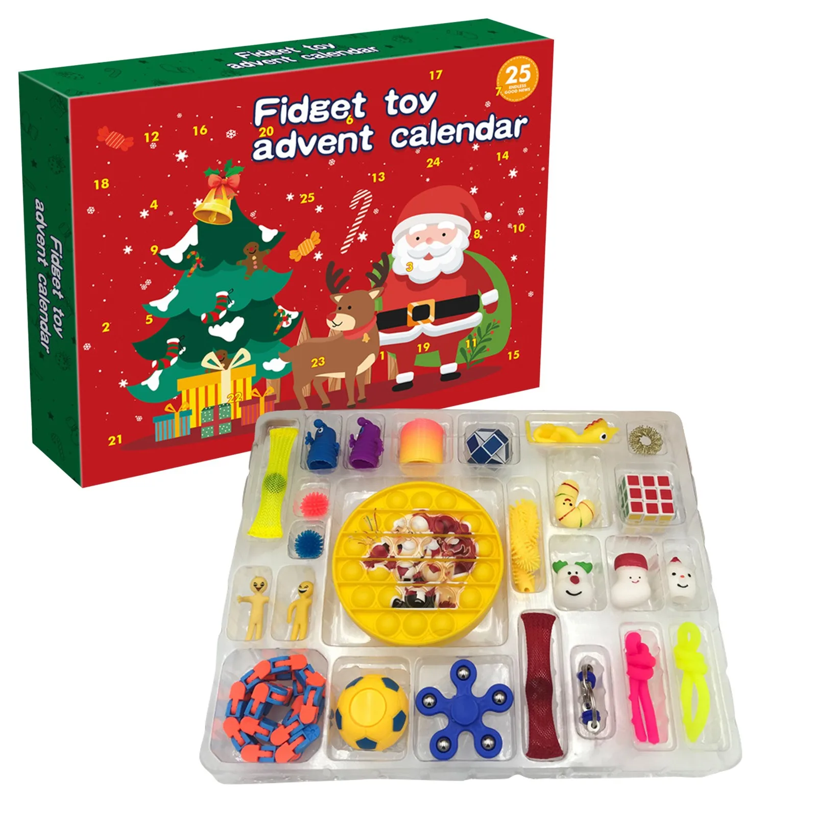 

Fidget Toys 24 Days Christmas Advent Calendar Pack Anti Stress Toys Kit Stress Relief Figet Toy Blind Box Kids Christmas Gift