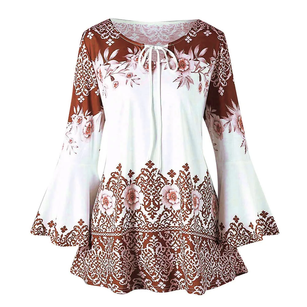 Женские топы и блузки 2019 уличная блузка с длинным рукавом цветочным принтом