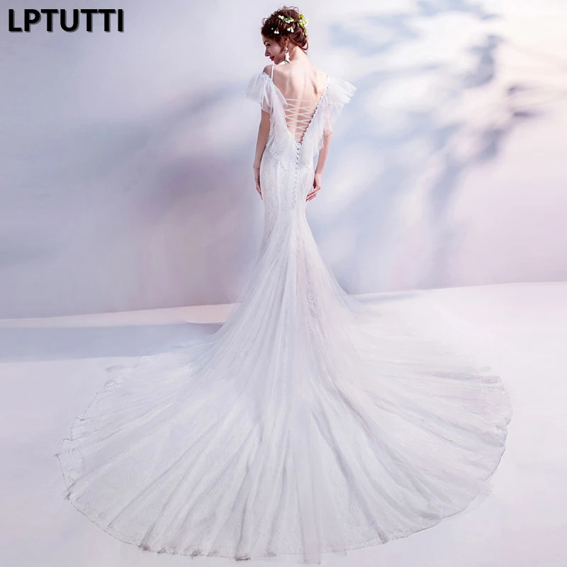 LPTUTTI Кружева блесток новый сексуальный винтажный пляж принцесса свадебное