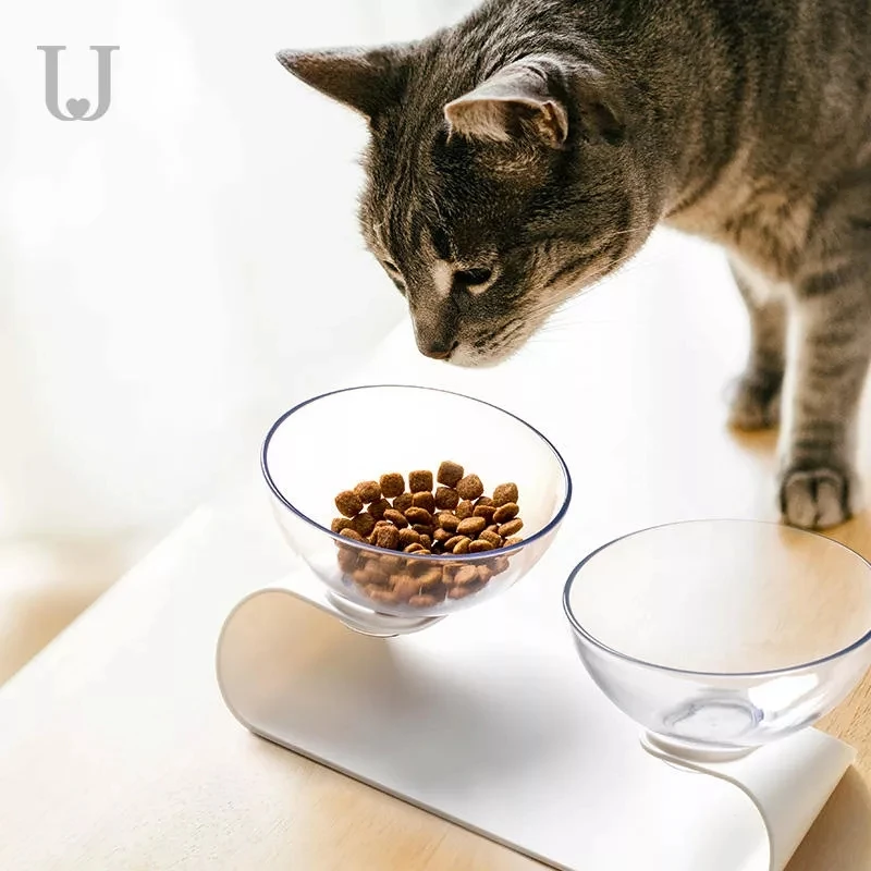 Xiaomi Jordan& Judy Pet Dog Cat Pet Двойная чаша прозрачный дизайн наклона здоровый материал питатель ПЭТ блюдо кормушка для домашних животных поставки