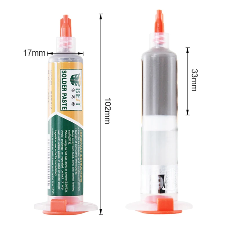 

Needle Tube Solder Paste 10cc Syringe Liquid Soldering Welding Tools Fluxes 183C Tin Solder Medium Temperature Melting Point