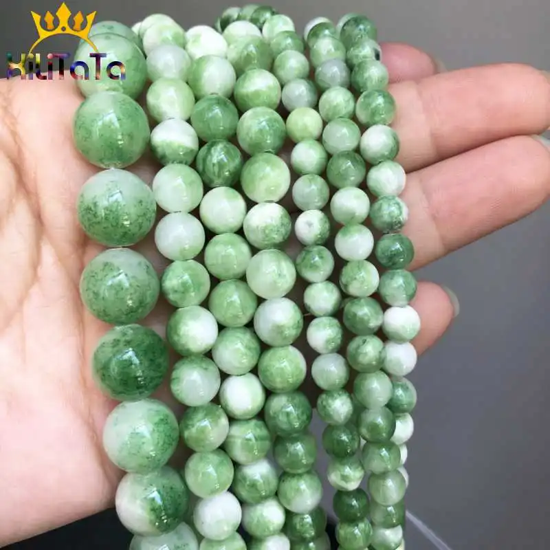 Натуральные нефриты каменные бусины Круглые зеленые белые свободные