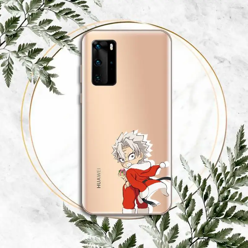 

Christmas Demon Slayer cartoon Phone Case Transparent for huawei P 40 30 20 lite pro smart 2019 honor 8X 10i 10 cover